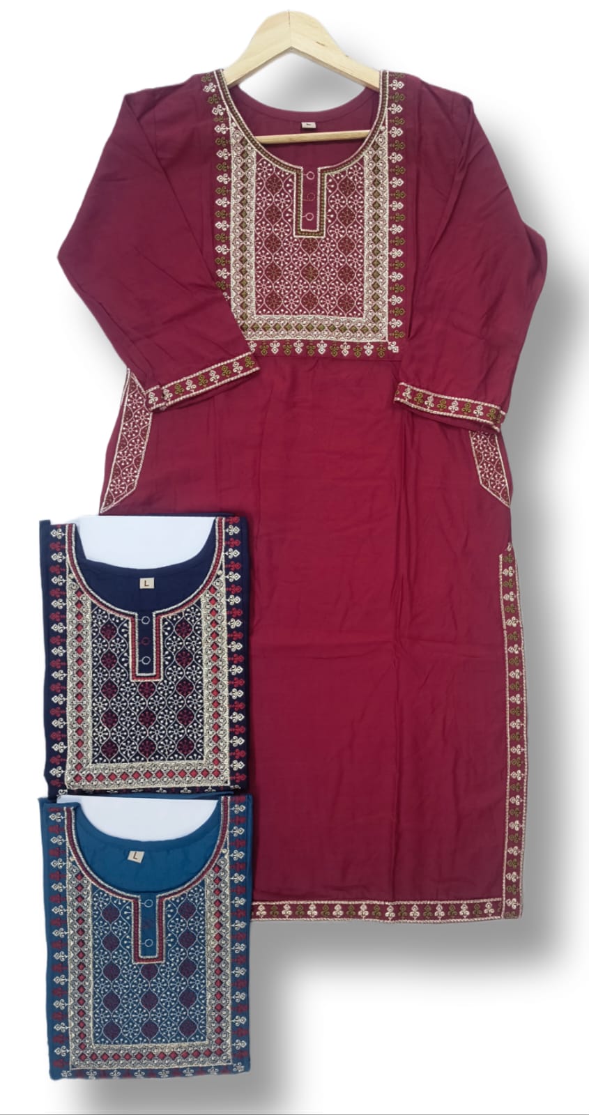 RAYON EMBROIDERY KURTI WITH POCKET